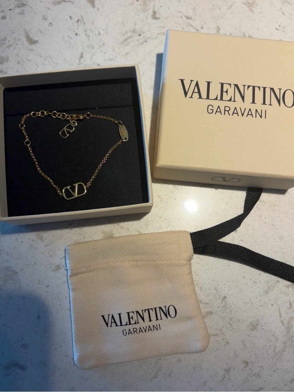 Valentino Garavani Gold V Logo Chain Bracelet